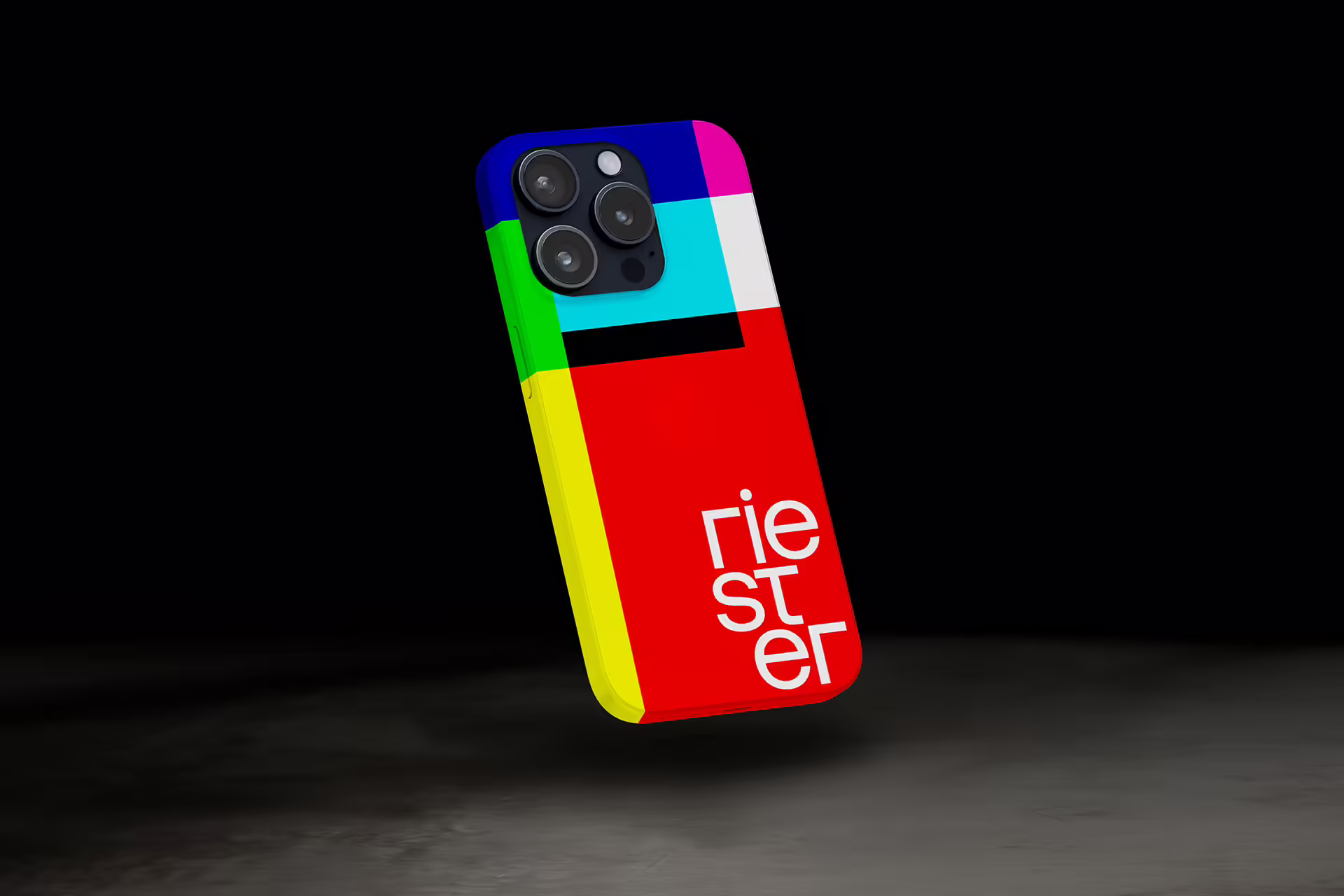 Riester, IPhone, colorful phone, black background